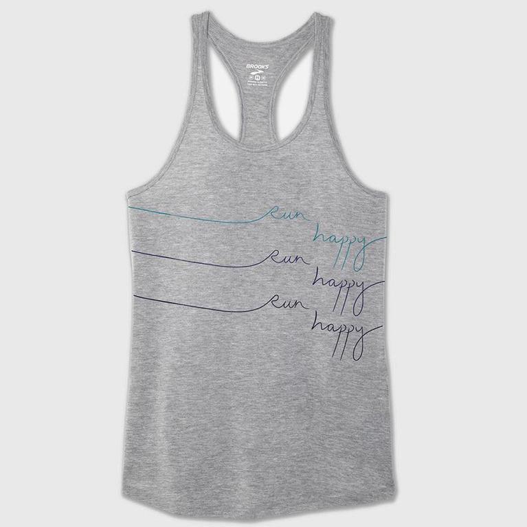 Brooks Distance Graphic Israel - Women's Running Tank Top - Grey (01247-RJHL)